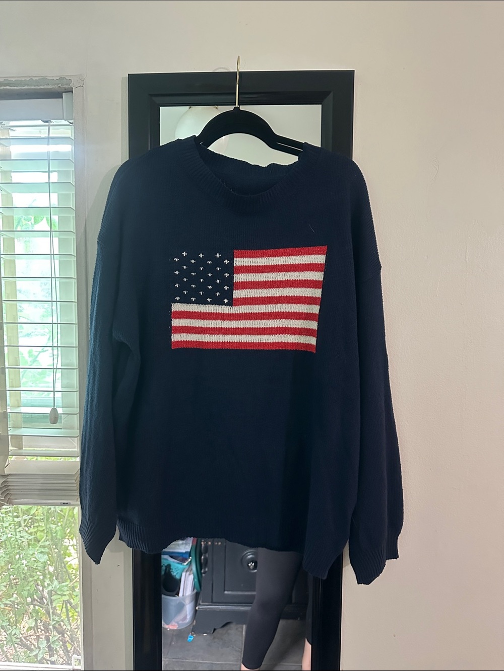 SHEIN Navy Knit Sweater with Flag Motif